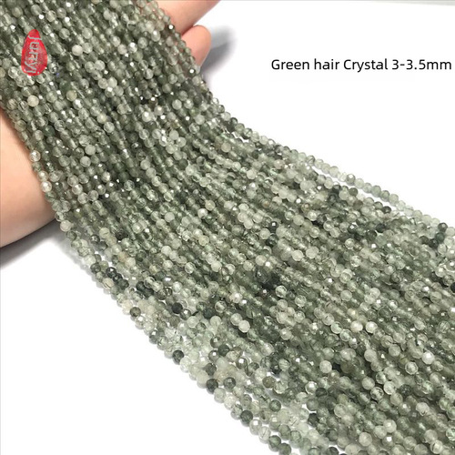 3mm天然紫水晶粉澳宝绿发晶切面珍珠耳环发簪流苏DIY饰品配件批发