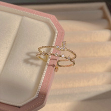 【真金電鍍】韓國高級感輕奢滿鑽愛心小眾設計新款時尚個性戒指