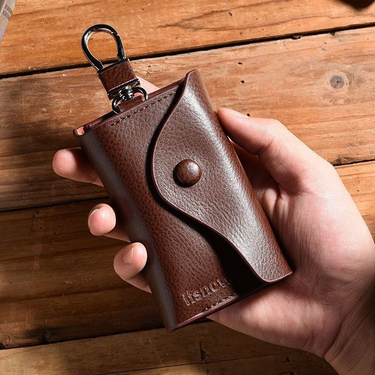 Key Bag, Multifunctional, Large Capacity, Genuine Leather Key Case for Men and Women, Car Key Bag, Personalized Storage Bag, Zipper Waist Hanging Bag