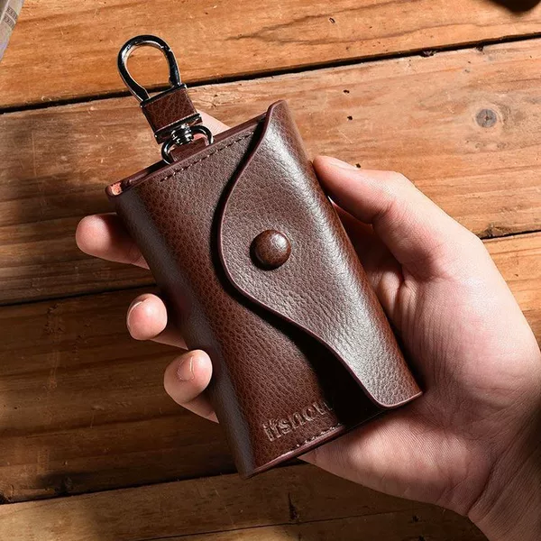 Key Bag, Multifunctional, Large Capacity, Genuine Leather Key Case for Men and Women, Car Key Bag, Personalized Storage Bag, Zipper Waist Hanging Bag