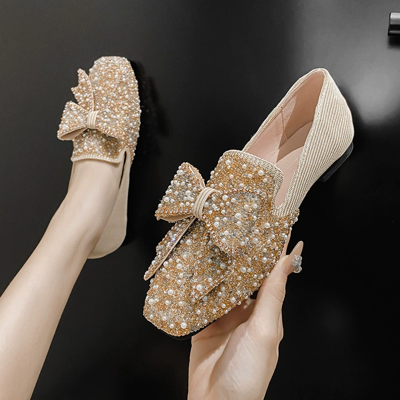 Элегантные однослойные туфли во французском стиле для женщин Весна 2024 новые универсальные сказочные туфли для беременных женщин нежная женская обувь на плоской подошве больших размеров 41-43