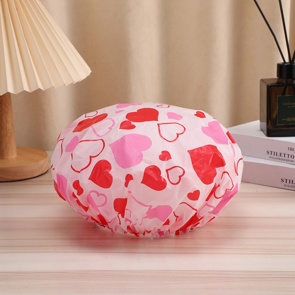 Transparent Waterproof Shower Cap For Adults With Floral Print_voghion.com