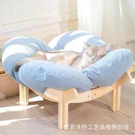 跨境木质宠物窝冬季保暖宠物沙发栖息地小型犬狗窝实木猫床猫爬架