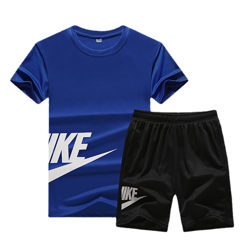 Verano casual ropa deportiva traje de los hombres de secado rápido de dos piezas de manga corta ropa de moda traje deportivo suelto hombres