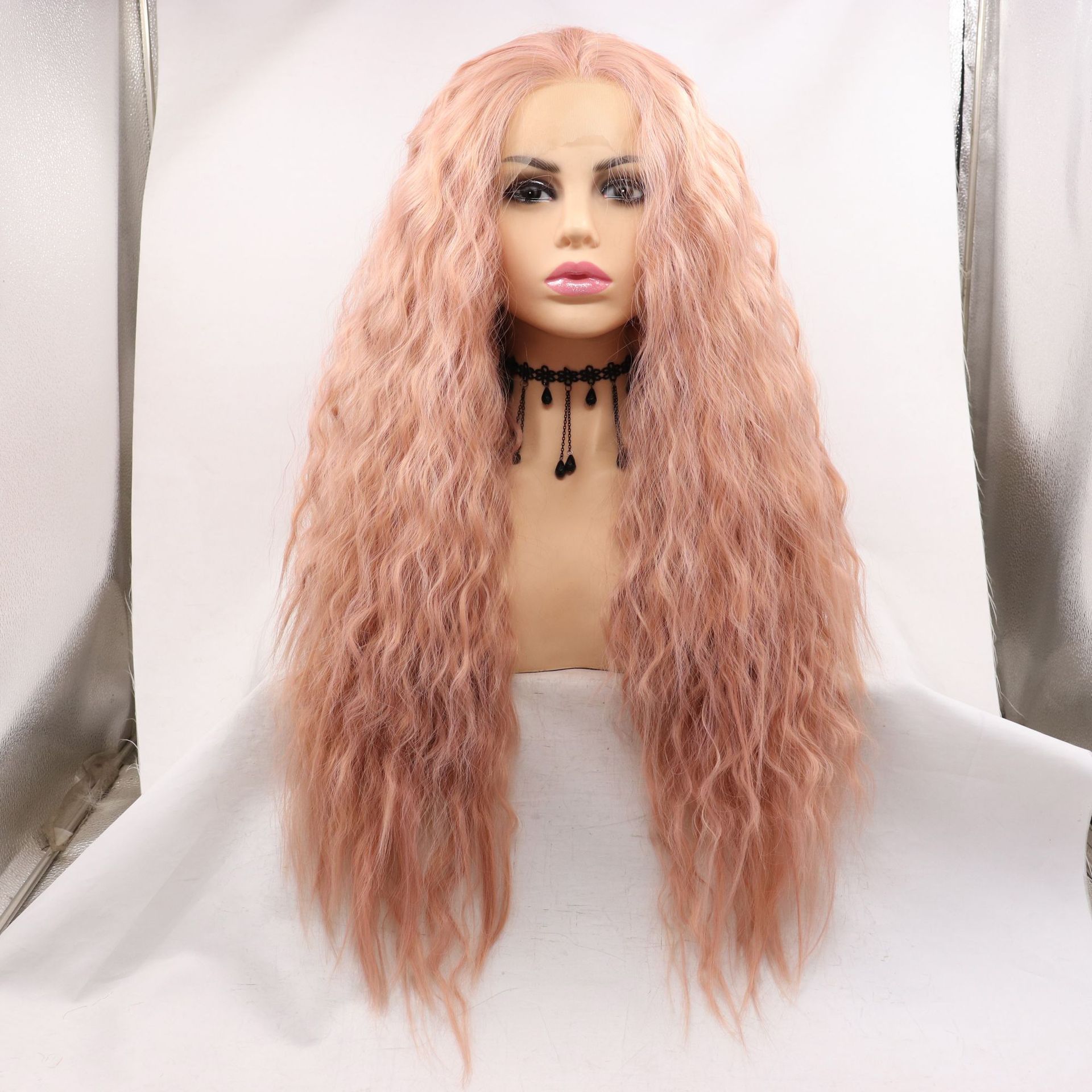 Peluca europea y americana NEWLOOK pelo largo y rizado frente a la moda de encaje nueva peluca transfronteriza