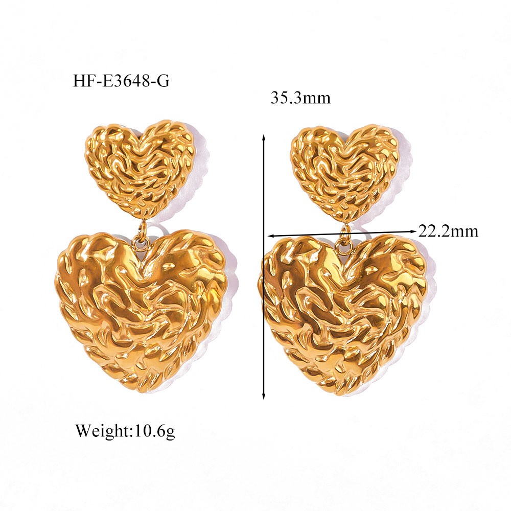 2025 nueva personalidad de moda diseño de nicho simple acero de titanio chapado en oro amor colgante pendiente joyería