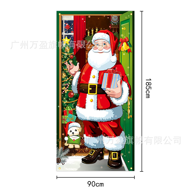 2025 nuevos productos de navidad cortina de bandera Santa Claus para ver la hoja de regalo decoración de tela colgante Bandera de bienvenida de Navidad