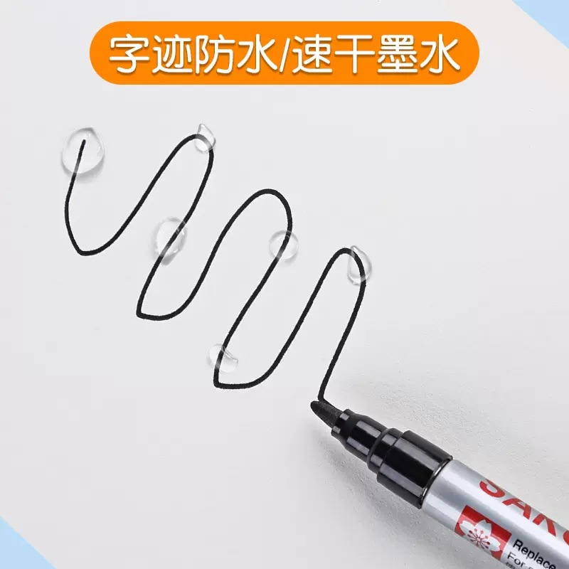 Japonés Sakura importado flor de cerezo marcador negro aceitoso cabeza grande pluma gruesa impermeable buena nota pluma no borrable gran orden