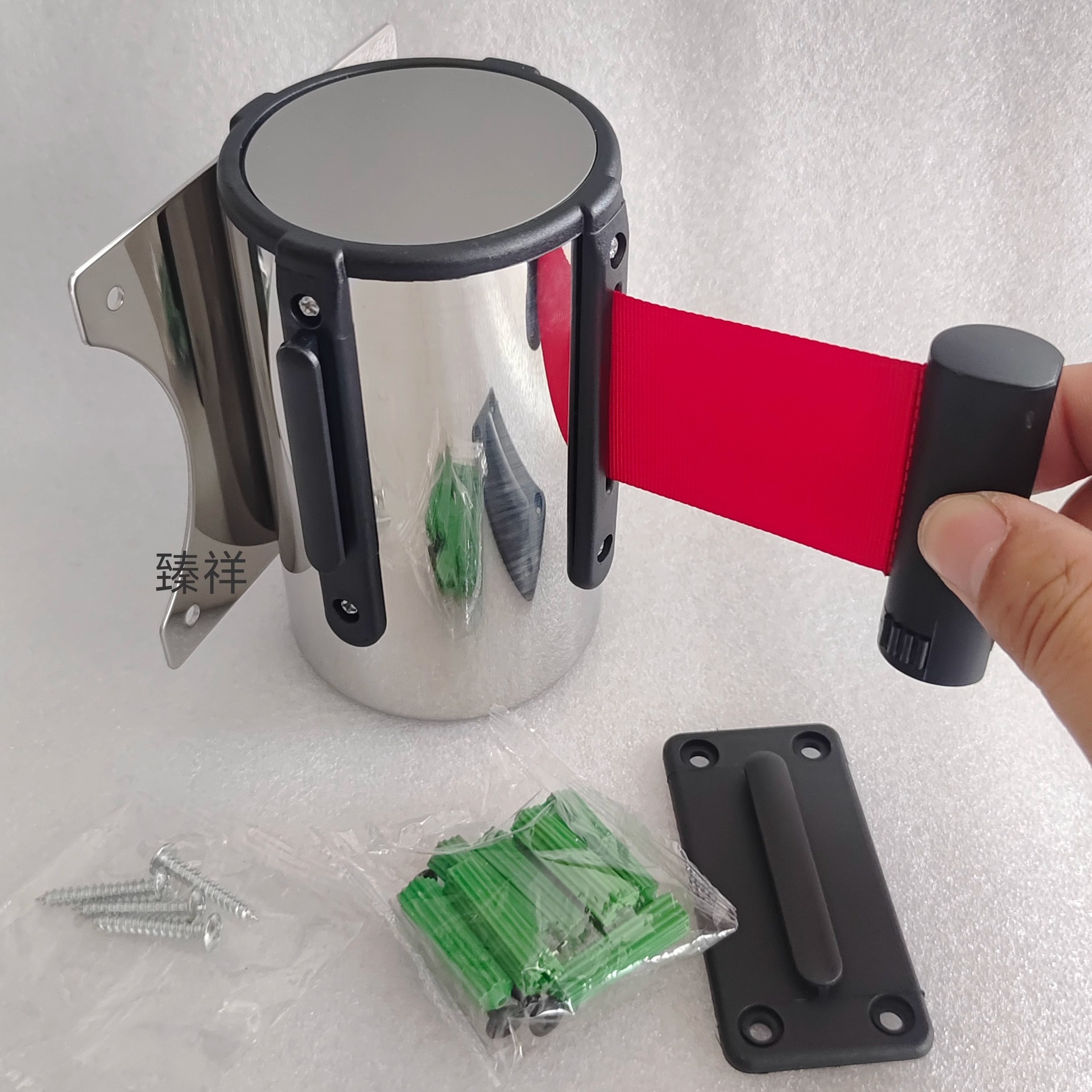 不锈钢挂壁式一米线电梯收银台2米3米5米10米壁挂伸缩隔离带