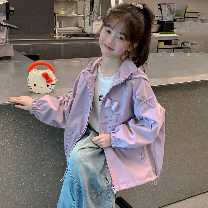 女童冲锋衣外套春秋2025新款儿童秋装小女孩童装洋气运动防风上衣|undefined