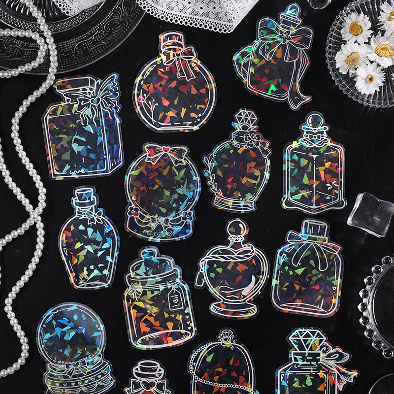 Sueño estrella de arena láser botella pegatinas paquete a prueba de agua transfronteriza pegatinas de libro de mascotas pegatinas de almacenamiento de especímenes de plantas y animales pegatinas