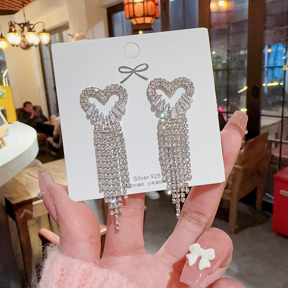 Drop Earrings Classification 1 Pair Quantity 1 Pair Glam Heart Shape Copper Inlay Zircon Drop Earrings