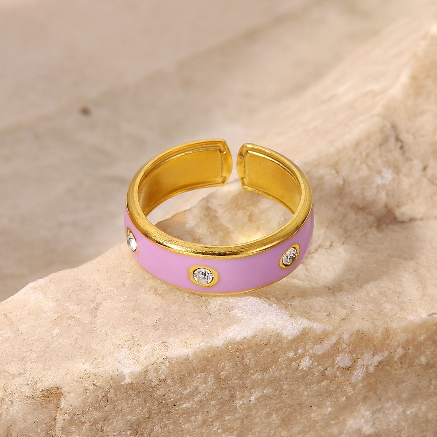 Gold Plated Plating Wholesale Jewelry Fashion Geometric 304 Stainless Steel Zircon Ring
