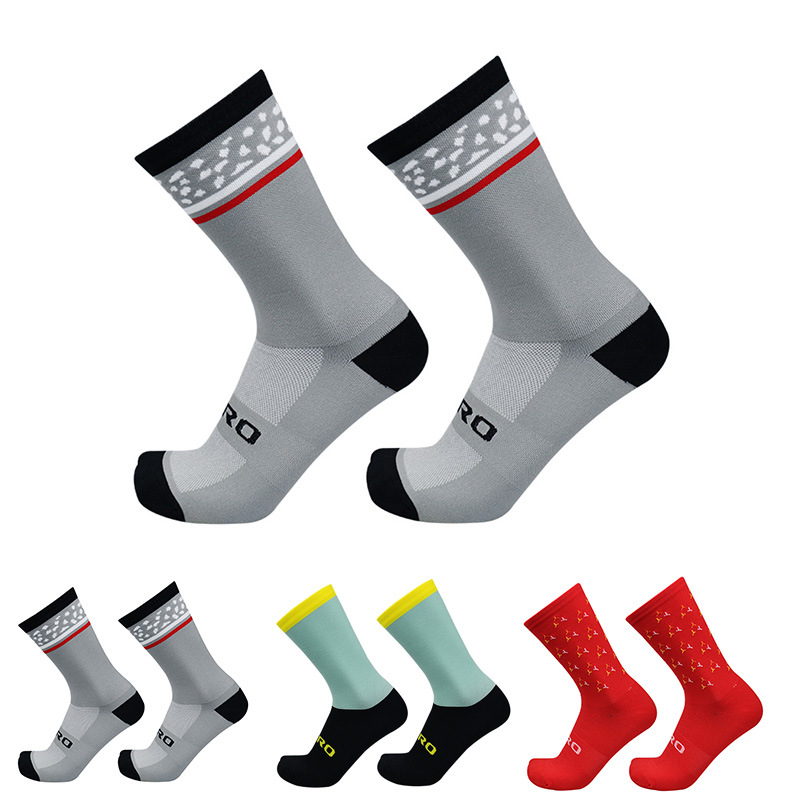 Letter Jacquard Style Cycling Socks, Mesh Breathable Mid-Calf Cycling Socks, Multi-Color Men's and Women's Mountain Road Cycling Socks