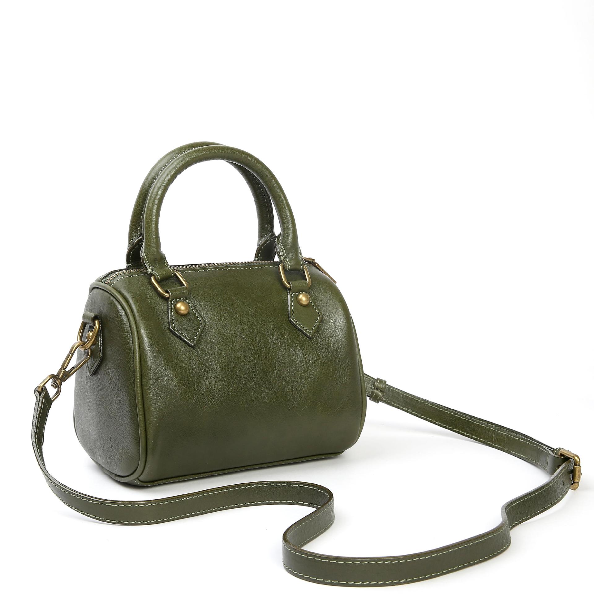 2025 New Genuine Leather Women's Bag American Retro Handbag Commuter Boston Bag Top Grain Cowhide Crossbody Bag - Thumbnail 8