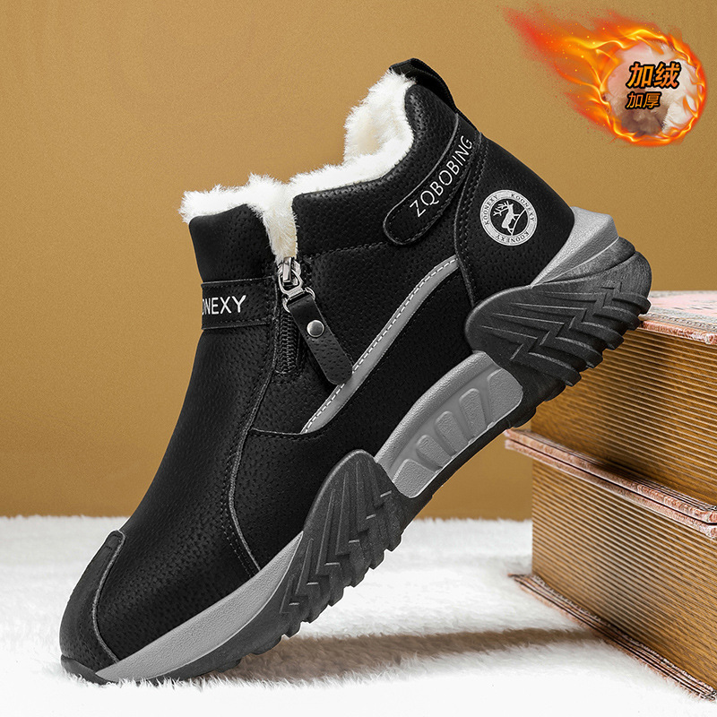 Zapatos de hombre de un pie de invierno nuevos zapatos de algodón cálidos de lana de alta altura hombres casuales deportivos cómodos zapatos de conducción de trabajo