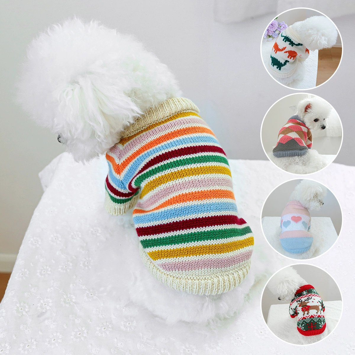 Спот трансграничный взрыв домашних животных щенков кошачьей одежды источник фабрики осень-зима новый радужный свитер настроения оптом