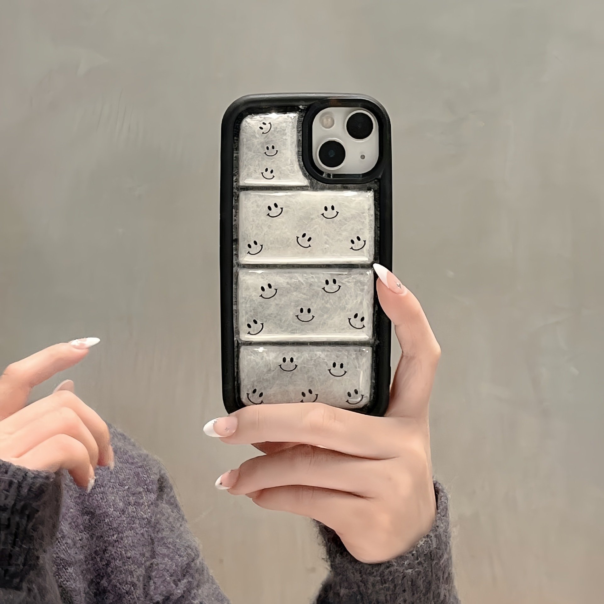 Autumn and winter down jacket 12 full screen smiling face suitable for iPhone 15 phone case Apple 13 promax new 14_voghion.com