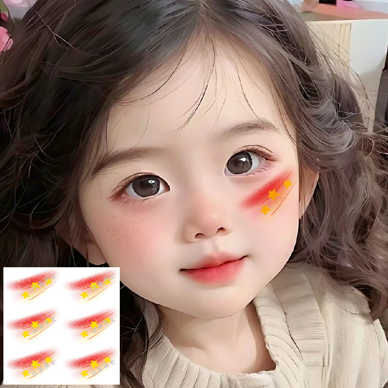 Painted Stars Blush Face Sticker Tattoo Sticker Rainbow Stripe Face Sticker School Sports Day Makeup Basketball