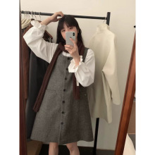 韩版羊毛背心裙女秋冬2025新款高级感气质百搭小个子连衣裙