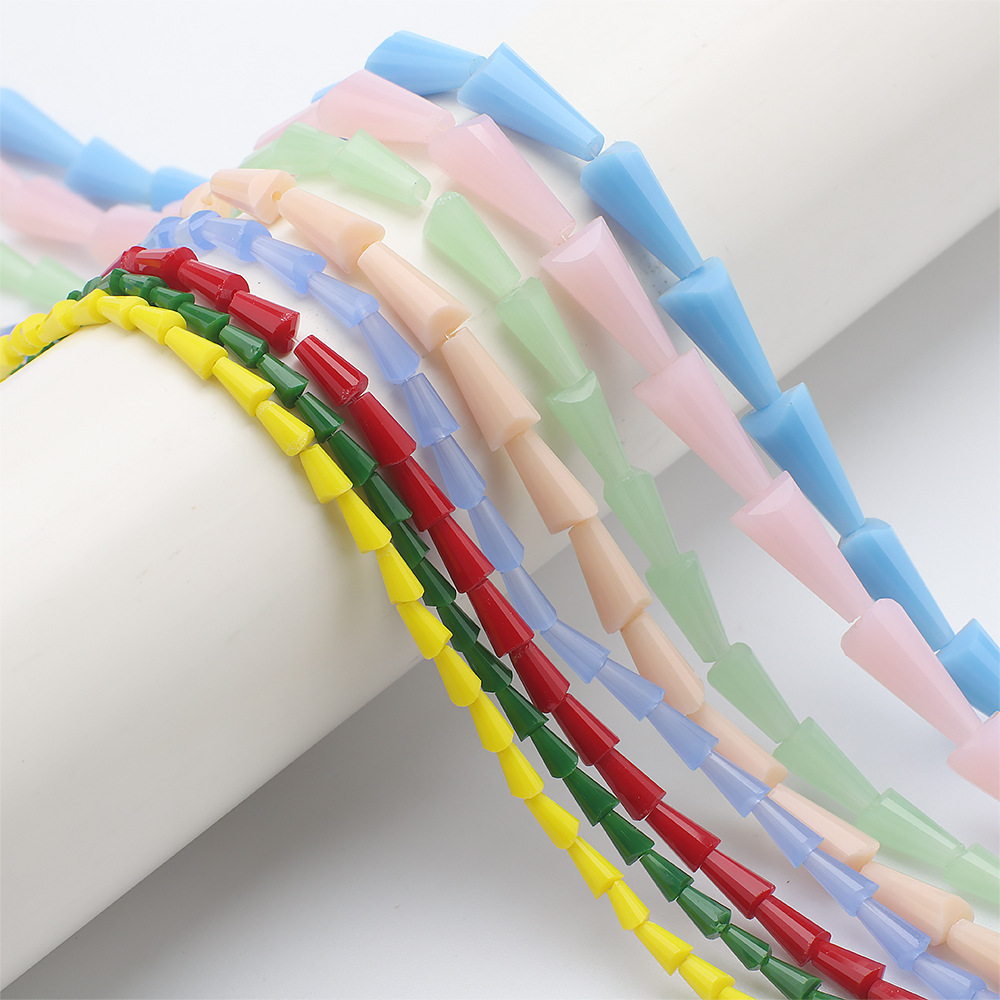 Crystal Glass Pagoda Beads 6-16mm Porcelain Jade Color DIY Bead Curtain Beaded Jewelry Accessories