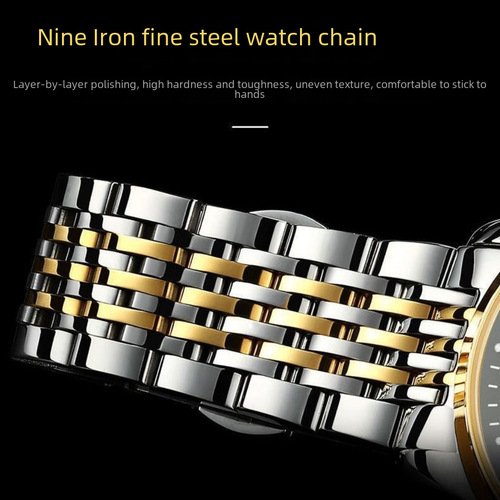 Men's Quartz Watch, Non-Mechanical, Waterproof, and Night-Light ELDIDA Steel Strap Watch Live Stream