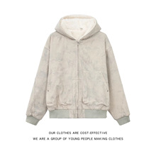 跨境美式复古座山雕短款连帽毛领棉服男女冬季派克服棉衣外套