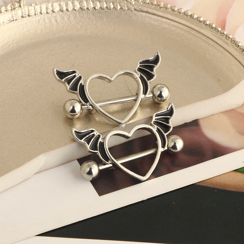 Angel, Heart Shape Pattern Women'S Gender Plating Design Retro Angel Heart Shape Stainless Steel Plating Belly Ring 1 Piece