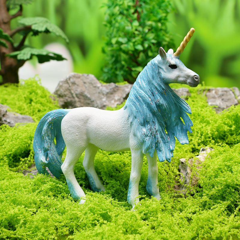 Cross-Border Realistic Western Mythology Model Blue Unicorn Toy Model Ornament Birthday Gift for Little Girls Cross-Border Realistic Western Mythology Model Blue Unicorn Toy Model Ornament Birthday Gift for Little Girls
