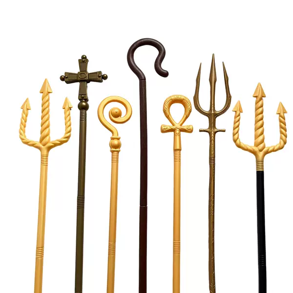 Cross-border Amazon Halloween Weapon Death Props Golden Sea Fork Trident Cross Pharaoh Scepter