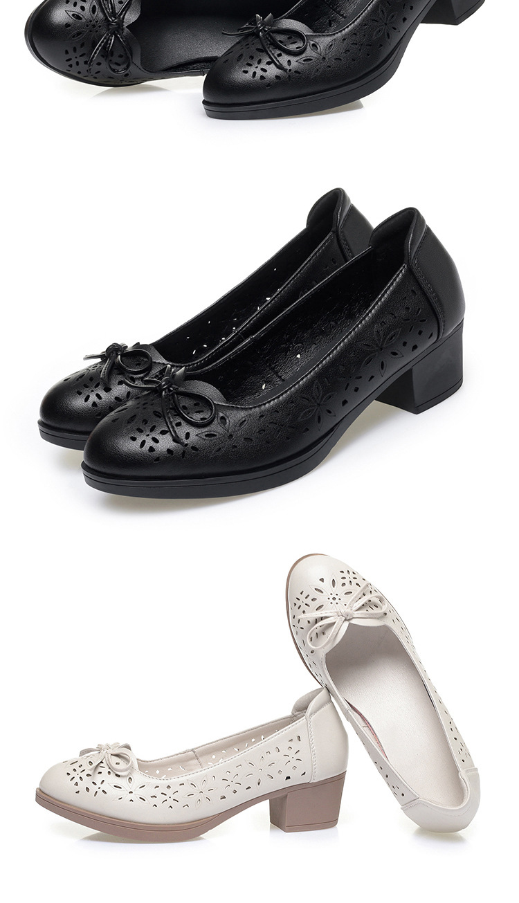 Giày sandal nữ da mềm đế bệt chống trượt — màu be chi tiết 14