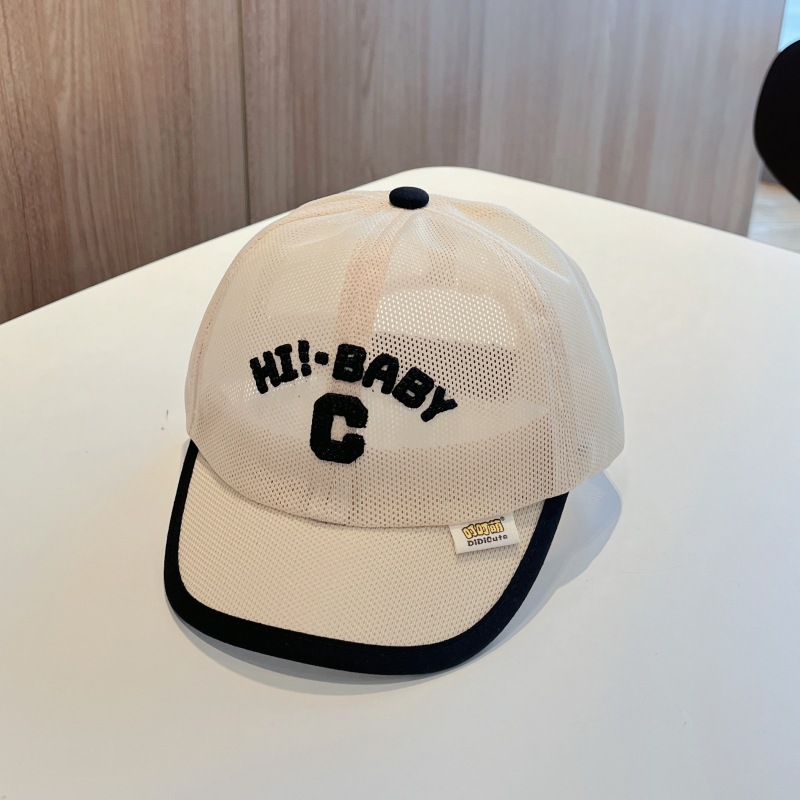 Sombrero de protección solar para niños, gorra de visera para bebés de malla de verano, letras coreanas, sombrero para el sol para bebés al aire libre, gorra de béisbol para niños