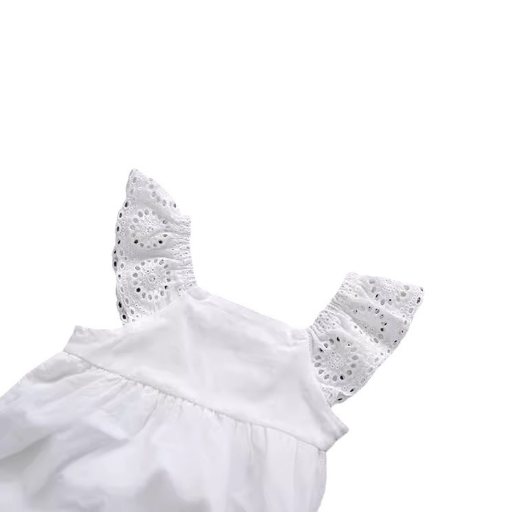 Verano ins europeo y americano AliExpress niñas bebé 100 días ropa bordada encaje algodón triángulo mameluco