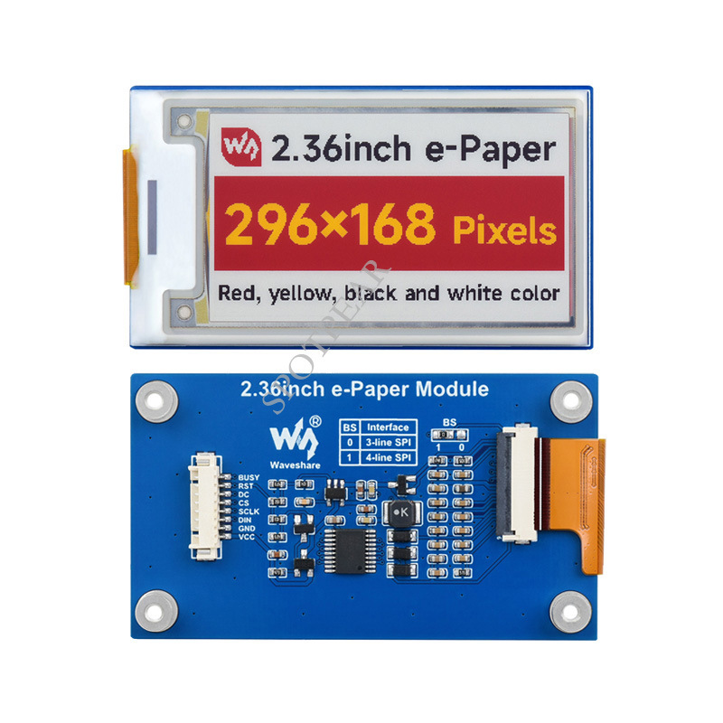 2.36寸e-Paper电子墨水屏296×168 SPI适用于arduino 树莓派STM32