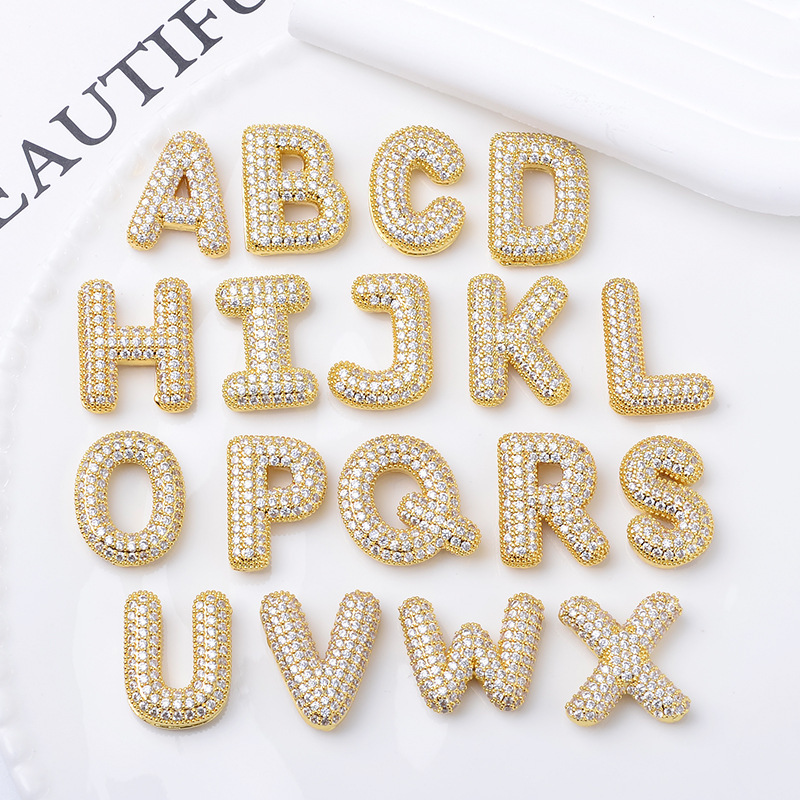 New Pure Copper English Letter Pendant Micro-Inlaid Zircon Electroplated Color-Preserving DIY Necklace Sweater Chain Accessories in Stock Wholesale New Pure Copper English Letter Pendant Micro-Inlaid Zircon Electroplated Color-Preserving DIY Necklace Sweater Chain Accessories in Stock Wholesale