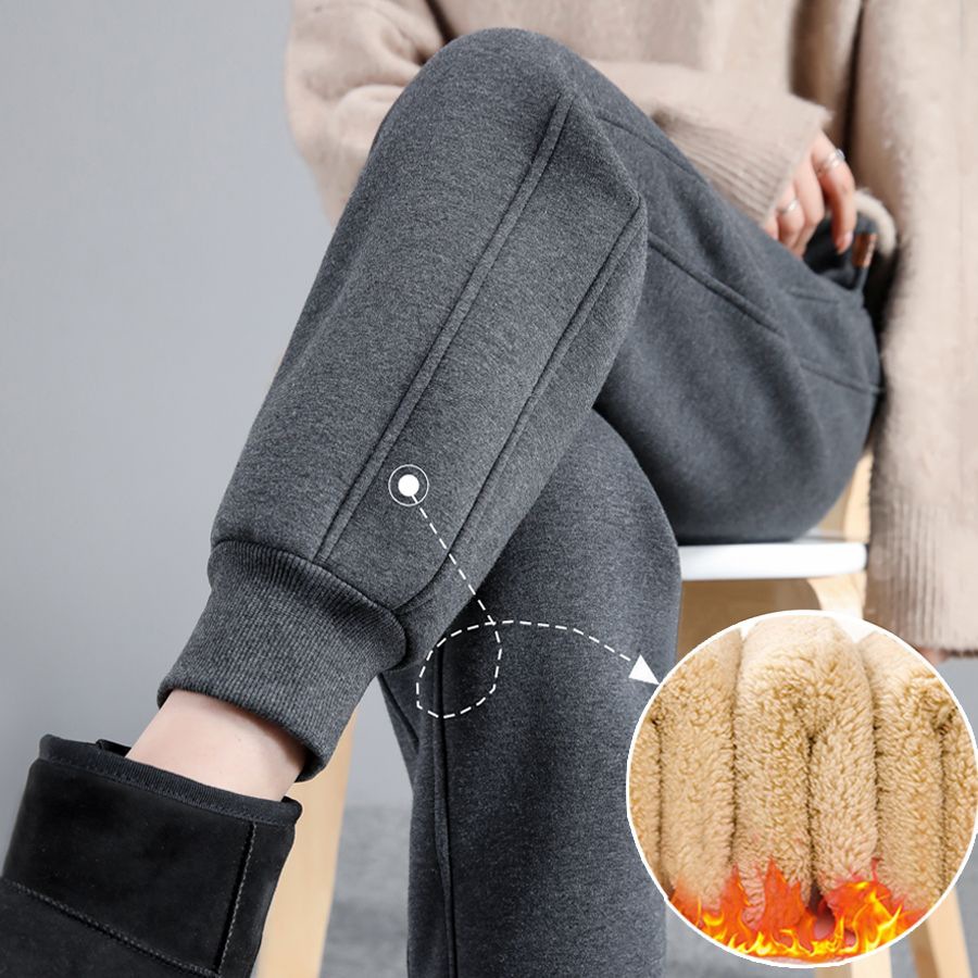Lamb Velvet Sweatpants Women's Autumn and Winter fleece-lined Thickened Outer Wear a Winter Northeast Extra Thick Cotton Pants Casual Sweatpants