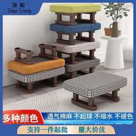 家用创意实木布艺凳搭脚凳小凳子换鞋凳长方形凳子矮凳子软坐超矮