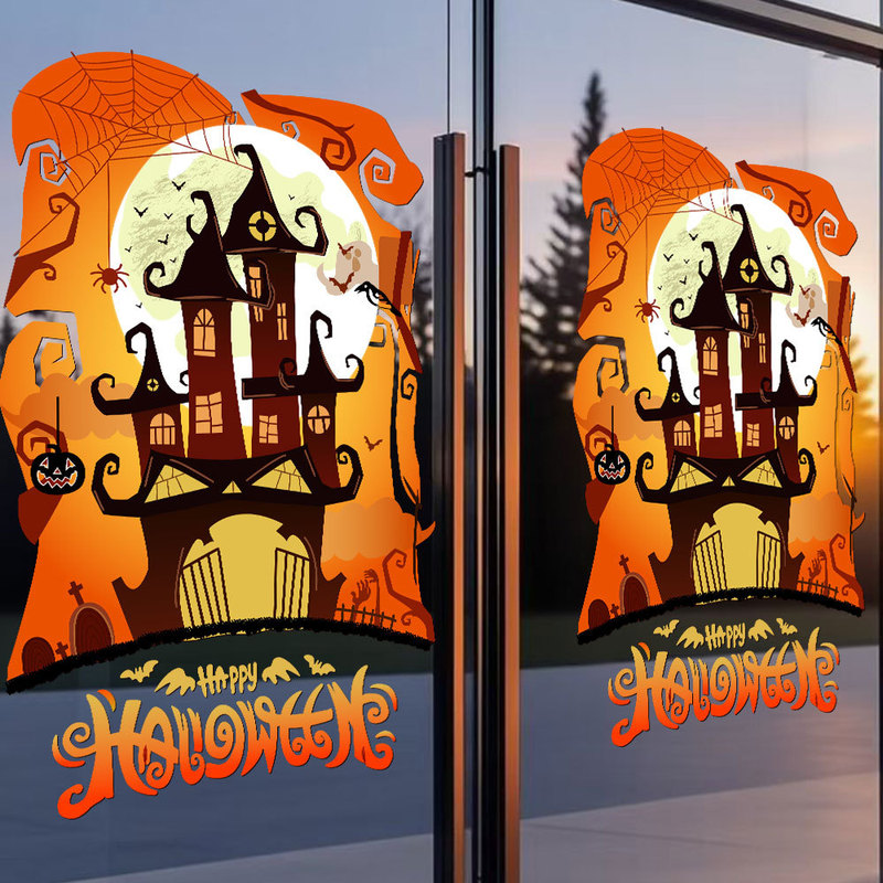 Cross-Border Halloween Decoration Electrostatic Stickers Halloween Atmosphere Setup Glass Window Door Stickers Window Decals Window Stickers