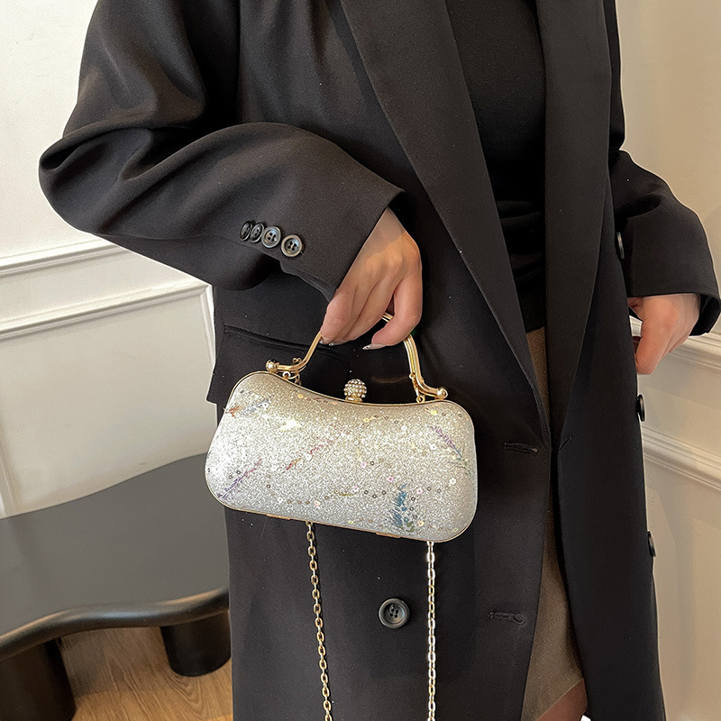 Bolso de mujer retro transfronterizo 2025 nuevo bolso de cena de pañuelo de plumas bolso de cadena de hombro