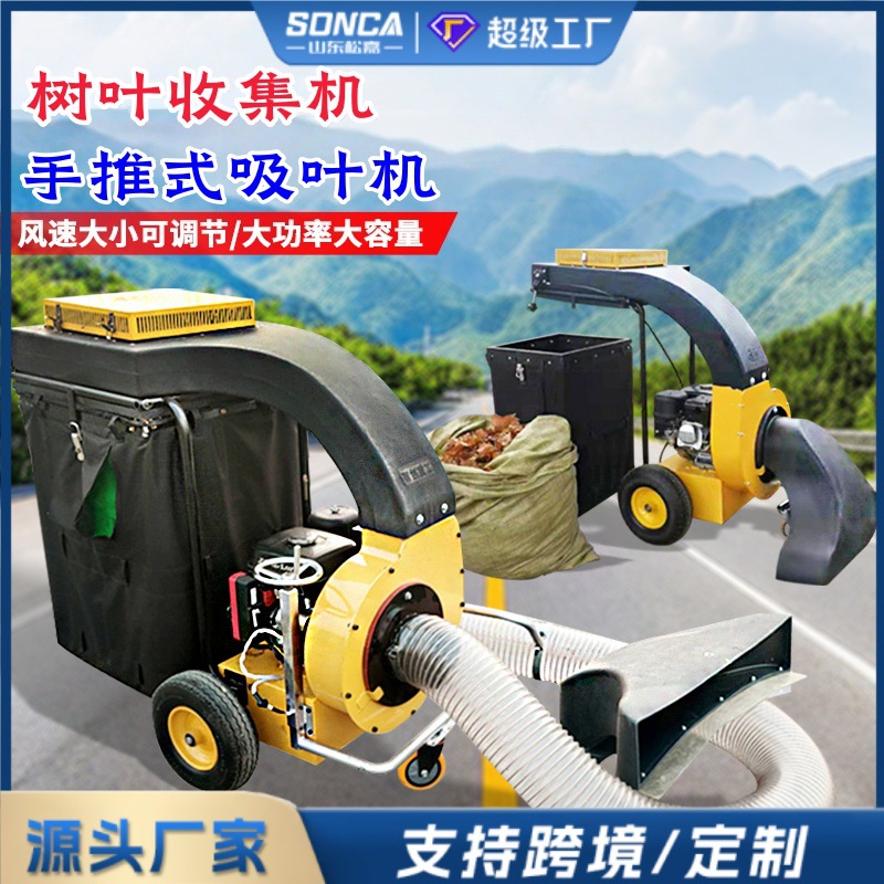 colector de hojas de carretera equipo de recolección de hojas caídas de jardín máquina de succión de hojas de empuje manual vehículo de recolección de hojas autopropulsado