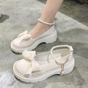 Mary Jane Shoes Women's 2023 Spring and Autumn New Flat Single-layer Shoes Women's Summer Soft-soled Milk Shoes Bow Small Leather Shoes