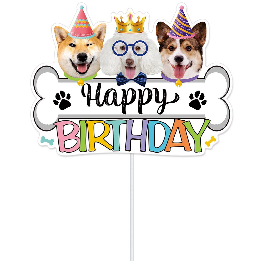 Nuevos productos transfronterizos para perros de tema decoración de fiesta de cumpleaños para perros de bandera de tarta de decoración