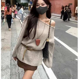 便宜【***绒】慵懒chic镂空毛衣女秋季新款高级感宽松显瘦针织上