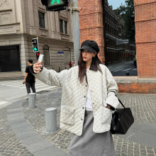 TTOO VOUIS新品初冬2379棉服外套新疆棉菱格翻领长袖复古棉衣女