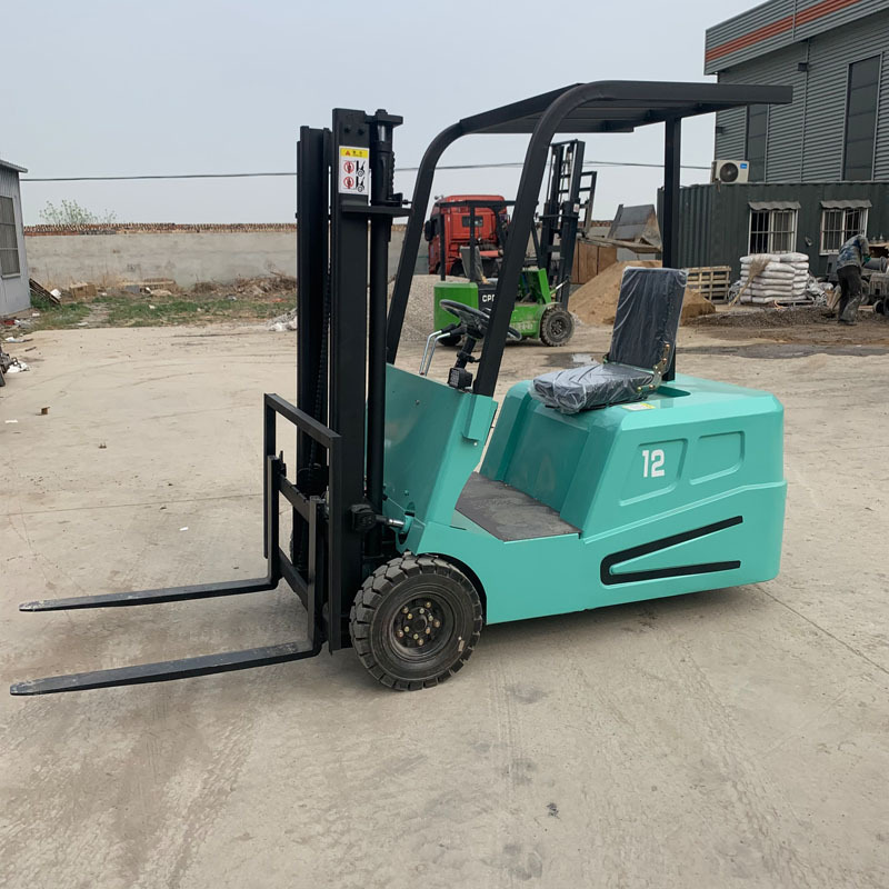 Montacargas pequeño, apilador eléctrico de cuatro ruedas, montacargas hidráulico para carga y descarga, cargador de servicio pesado, vehículo de transporte.