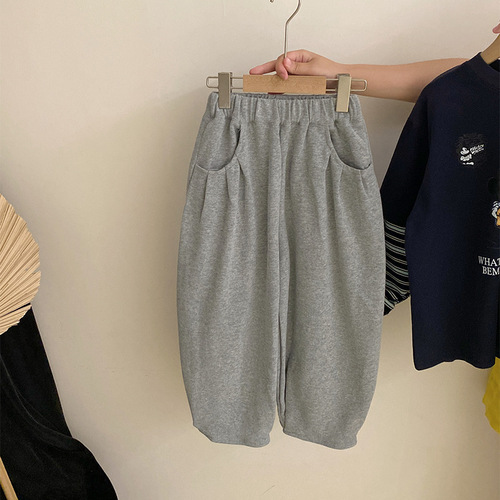 Korean-style girls' printed cartoon patchwork striped top 2025 solid color versatile ankle-cuffed casual sweatpants two-piece set trendy