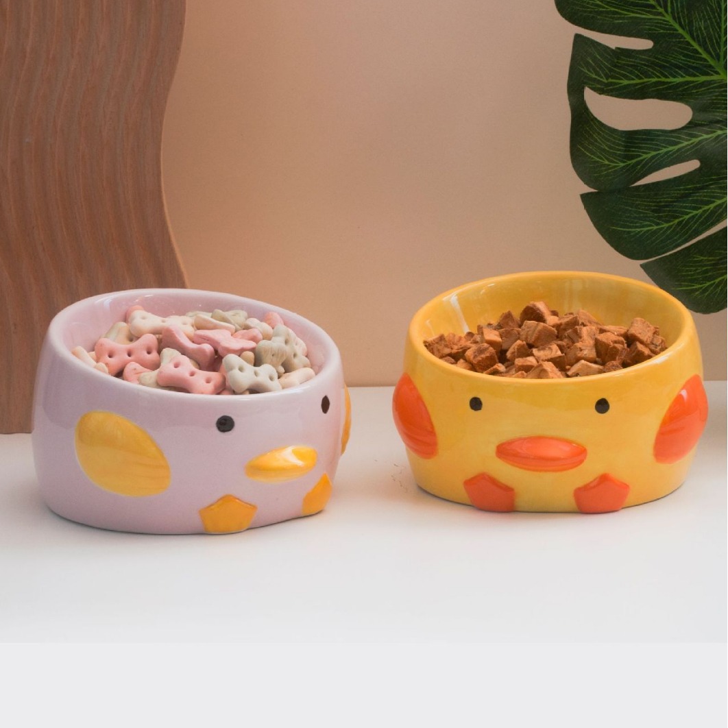 Cuenco de dibujos animados tazón de comida para gatos de cerámica lindo tazón resistente a las caídas utensilios para mascotas