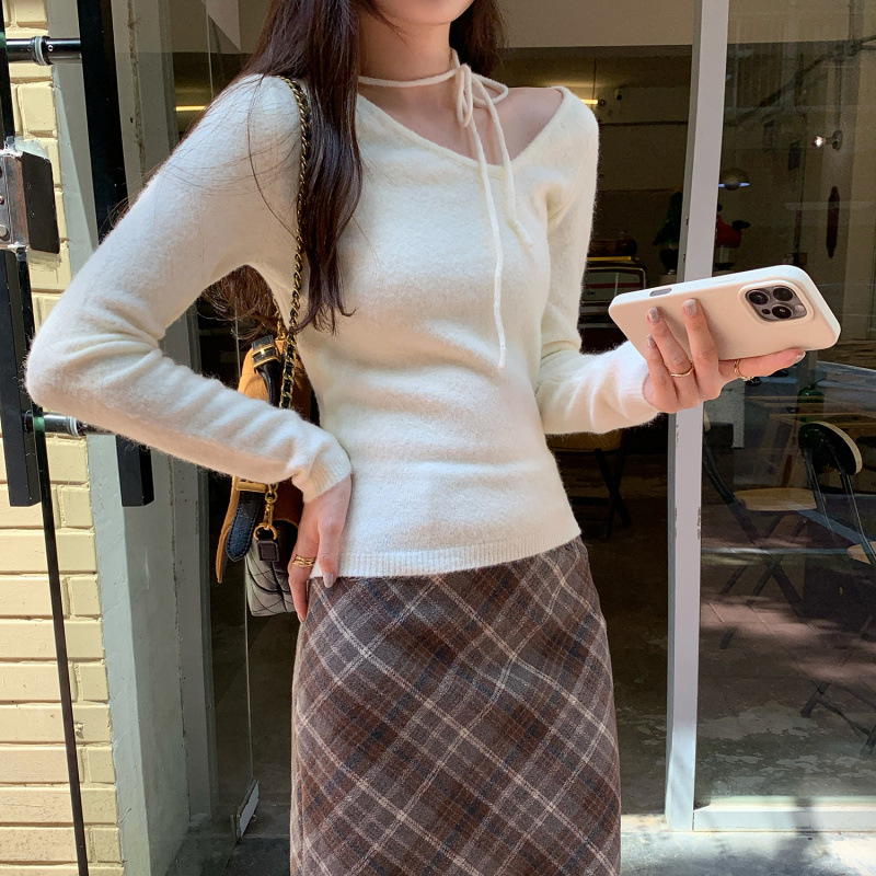 秋冬特价秋冬热销慵懒高级感绑带v领长袖羊毛针织衫女秋季气质新
