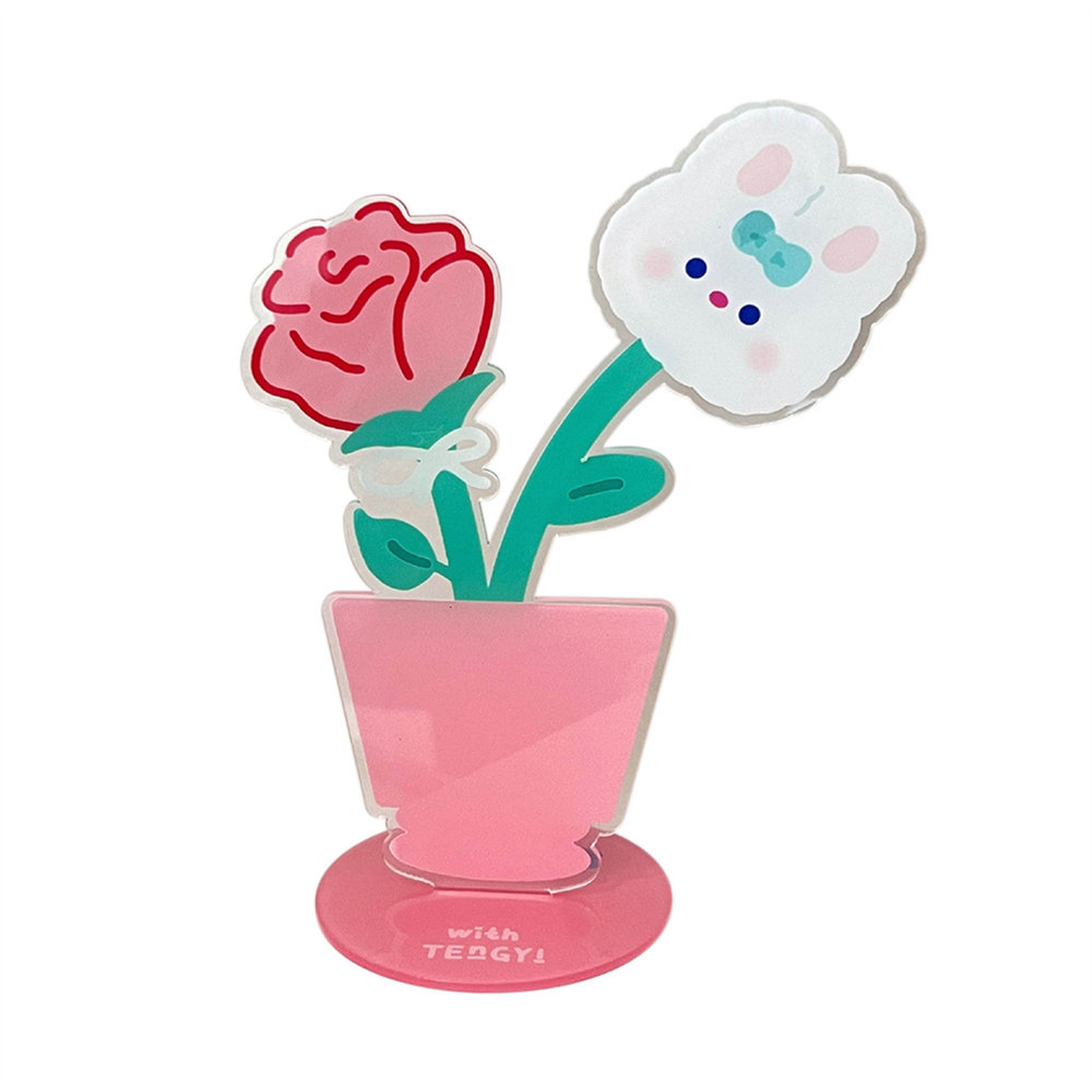 Tengyi original lindo acrílico nota clip creativo escritorio flor decoración chica multi-funcional carpeta al por mayor