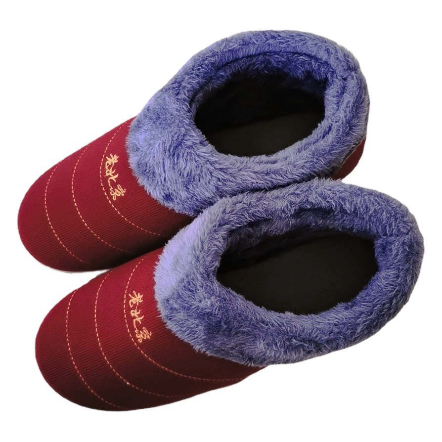 Теплые повседневные хлопковые туфли для пожилых людей на плоской подошве, литьевые, с искусственным мехом, осень-зима 2024, в наличии, в стиле старинных пекинских хлопковых туфель, удобные.